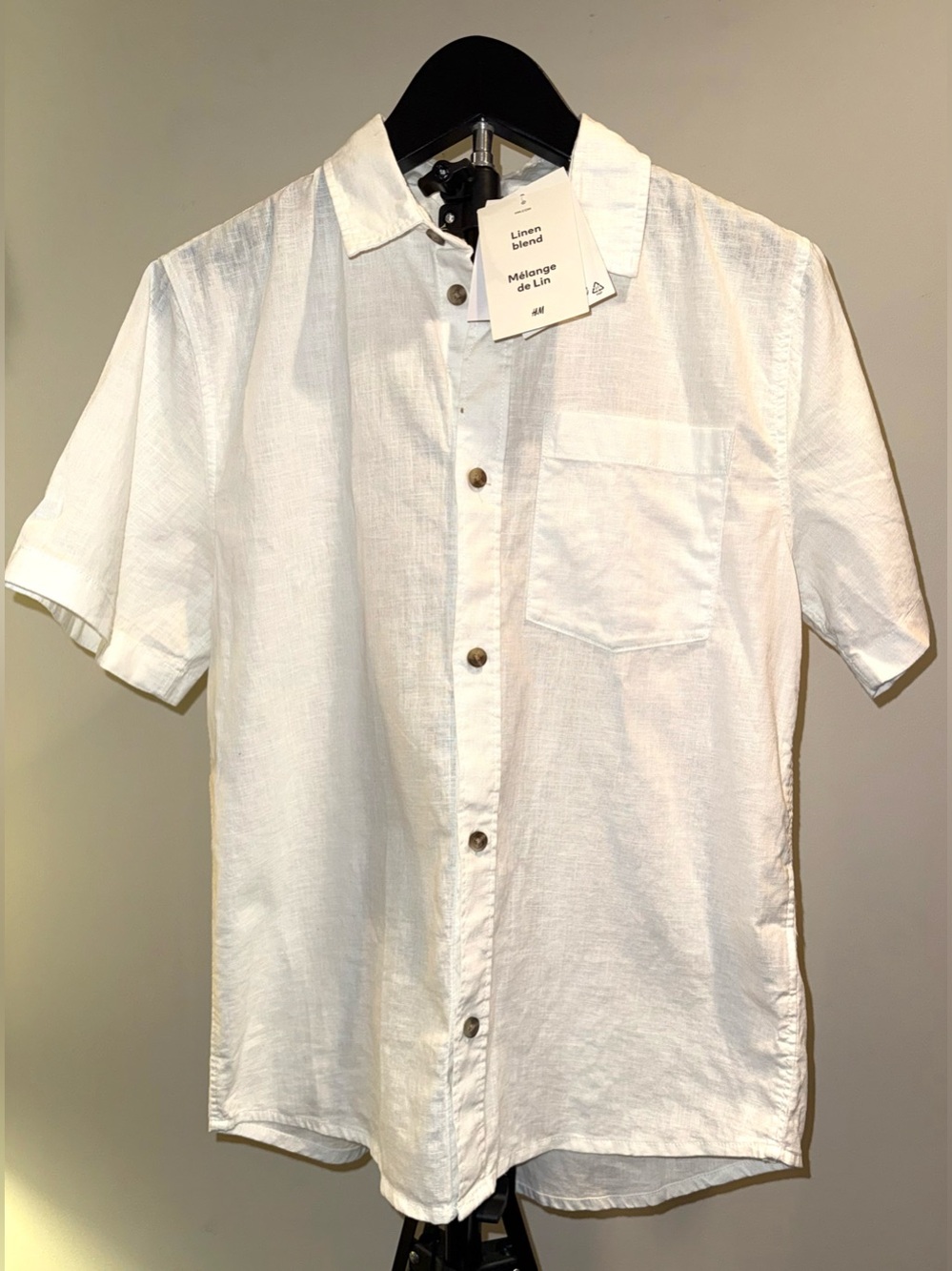 H & M kids regular for linen-blend button up shirt, size 14, NWT